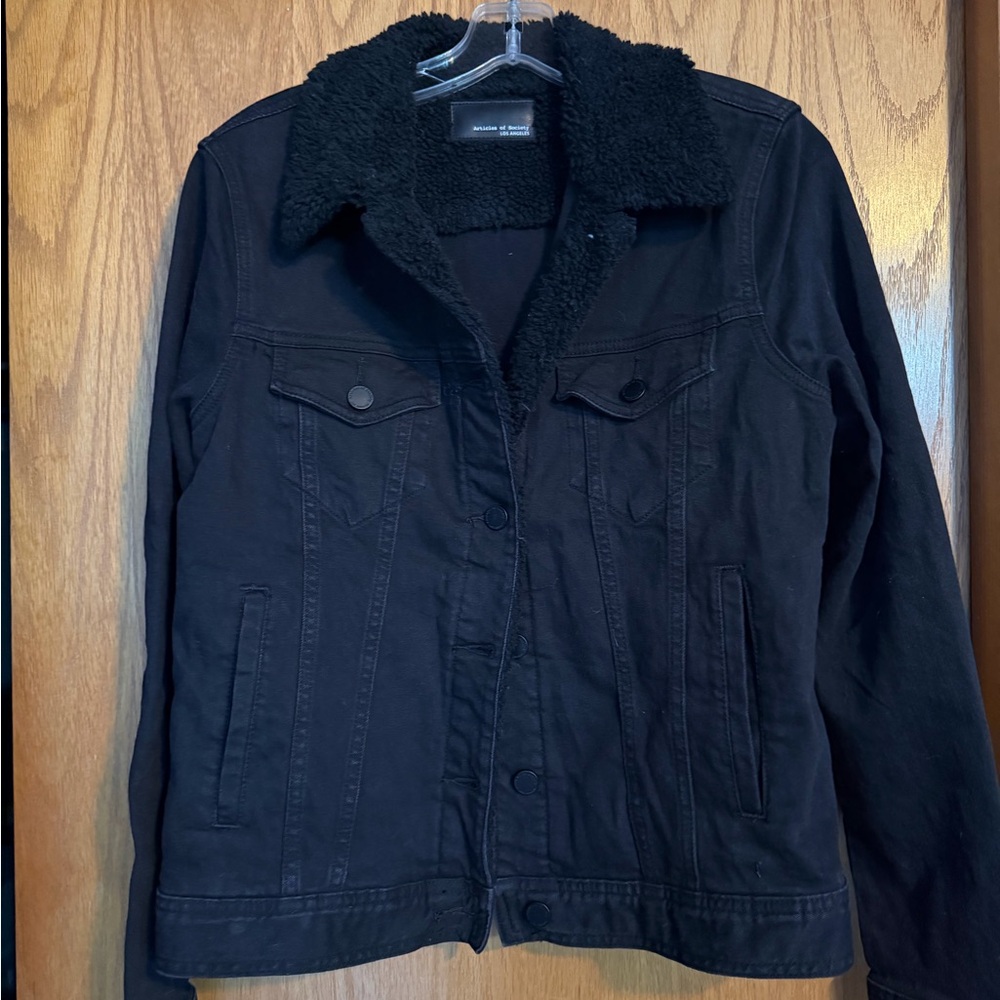 Articles Of Society Black Sherpa-Lined Jacket